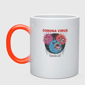 Кружка хамелеон с принтом Коронавирус Coronavirus в Екатеринбурге, керамика | меняет цвет при нагревании, емкость 330 мл | coronavirus | covid | вирус | ковид | корона | коронавирус | пандемия | самоизоляция