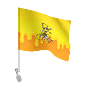 Флаг для автомобиля с принтом Банан на велосипеде в Екатеринбурге, 100% полиэстер | Размер: 30*21 см | байк | банан | бананчик | велик | велосипед | живой банан | спорт