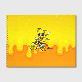 Альбом для рисования с принтом Банан на велосипеде в Екатеринбурге, 100% бумага
 | матовая бумага, плотность 200 мг. | байк | банан | бананчик | велик | велосипед | живой банан | спорт