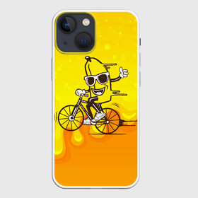 Чехол для iPhone 13 mini с принтом Банан на велосипеде в Екатеринбурге,  |  | байк | банан | бананчик | велик | велосипед | живой банан | спорт