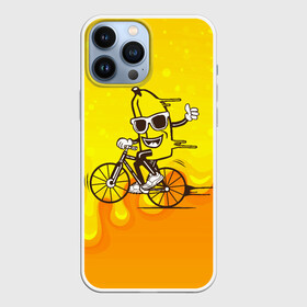 Чехол для iPhone 13 Pro Max с принтом Банан на велосипеде в Екатеринбурге,  |  | байк | банан | бананчик | велик | велосипед | живой банан | спорт