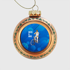 Стеклянный ёлочный шар с принтом Велосипед и пиво в Екатеринбурге, Стекло | Диаметр: 80 мм | без рук | вело | велосипед | велосипедист | колеса | руль | спорт