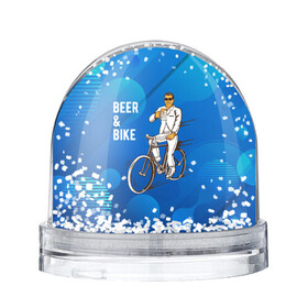 Игрушка Снежный шар с принтом Велосипед и пиво в Екатеринбурге, Пластик | Изображение внутри шара печатается на глянцевой фотобумаге с двух сторон | без рук | вело | велосипед | велосипедист | колеса | руль | спорт