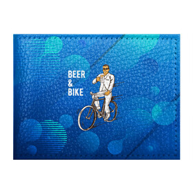 Обложка для студенческого билета с принтом Велосипед и пиво в Екатеринбурге, натуральная кожа | Размер: 11*8 см; Печать на всей внешней стороне | без рук | вело | велосипед | велосипедист | колеса | руль | спорт