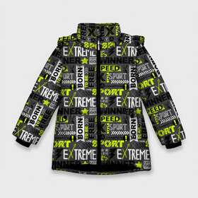 Зимняя куртка для девочек 3D с принтом Экстремальный Спорт в Екатеринбурге, ткань верха — 100% полиэстер; подклад — 100% полиэстер, утеплитель — 100% полиэстер. | длина ниже бедра, удлиненная спинка, воротник стойка и отстегивающийся капюшон. Есть боковые карманы с листочкой на кнопках, утяжки по низу изделия и внутренний карман на молнии. 

Предусмотрены светоотражающий принт на спинке, радужный светоотражающий элемент на пуллере молнии и на резинке для утяжки. | Тематика изображения на принте: adrenaline | drive | extreme | extreme sports | motorcycling | motox | parkour | race | risk | skateboard | speed | адреналин | гонки | драйв | мотоспорт | паркур | риск | скейтборд | скорость | экстремал | экстремальный спорт | экстрим