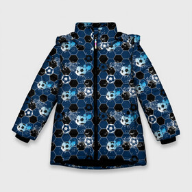 Зимняя куртка для девочек 3D с принтом Football в Екатеринбурге, ткань верха — 100% полиэстер; подклад — 100% полиэстер, утеплитель — 100% полиэстер. | длина ниже бедра, удлиненная спинка, воротник стойка и отстегивающийся капюшон. Есть боковые карманы с листочкой на кнопках, утяжки по низу изделия и внутренний карман на молнии. 

Предусмотрены светоотражающий принт на спинке, радужный светоотражающий элемент на пуллере молнии и на резинке для утяжки. | fifa | football | uefa | болельщики | ворота | вратарь | гол | голкипер | игрок | кубок | лига чемпионов | матч | пенальти | сборная | соревнования | спорт | стадион | турнир | уефа | фанаты | фифа | футбол