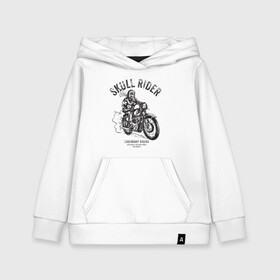 Детская толстовка хлопок с принтом Скелет на мотоцикле в Екатеринбурге, 100% хлопок | Круглый горловой вырез, эластичные манжеты, пояс, капюшен | bike | biker | custom | motor | motorbike | motorcycle | retro | ride | skeleton | skul | speed | transportation | vector | vintage | байк | байкер | винтаж | гонщик | иллюстрация | классический | мотор | мотоцикл | поездка | ретро | скелет | ск