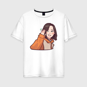 Женская футболка хлопок Oversize с принтом Haseul в Екатеринбурге, 100% хлопок | свободный крой, круглый ворот, спущенный рукав, длина до линии бедер
 | bts | clc | haseul sticker | kpop | кейпоп