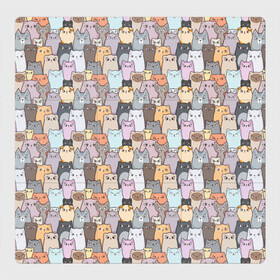 Магнитный плакат 3Х3 с принтом Котики в Екатеринбурге, Полимерный материал с магнитным слоем | 9 деталей размером 9*9 см | animals | background | cats | pattern | seals | texture | животные | котики | коты | кошки | паттерн | текстура | фон