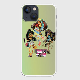 Чехол для iPhone 13 mini с принтом Monster High в Екатеринбурге,  |  | Тематика изображения на принте: monster high | девочки | монстры | мультфильмы | школа монстров
