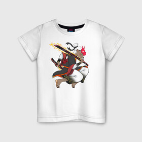 Детская футболка хлопок с принтом Honey badger samurai в Екатеринбурге, 100% хлопок | круглый вырез горловины, полуприлегающий силуэт, длина до линии бедер | барсук | зверь | иллюстрация | китай | медоед | самурай
