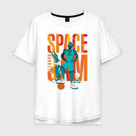 Мужская футболка хлопок Oversize с принтом Space Jam Lebron в Екатеринбурге, 100% хлопок | свободный крой, круглый ворот, “спинка” длиннее передней части | bugs bunny | lebron james | space jam | space jam 2 | space jam a new legacy | tweety | vdzabma | багз банни | космический джем | космический джем 2 | космический джем: новое поколение | леброн джеймс | твити