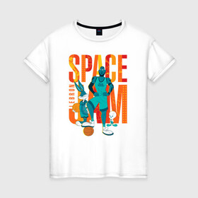 Женская футболка хлопок с принтом Space Jam Lebron в Екатеринбурге, 100% хлопок | прямой крой, круглый вырез горловины, длина до линии бедер, слегка спущенное плечо | bugs bunny | lebron james | space jam | space jam 2 | space jam a new legacy | tweety | vdzabma | багз банни | космический джем | космический джем 2 | космический джем: новое поколение | леброн джеймс | твити