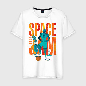 Мужская футболка хлопок с принтом Space Jam Lebron в Екатеринбурге, 100% хлопок | прямой крой, круглый вырез горловины, длина до линии бедер, слегка спущенное плечо. | bugs bunny | lebron james | space jam | space jam 2 | space jam a new legacy | tweety | vdzabma | багз банни | космический джем | космический джем 2 | космический джем: новое поколение | леброн джеймс | твити
