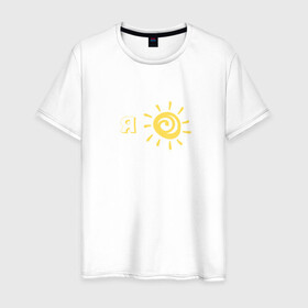 Мужская футболка хлопок с принтом Я солнышко в Екатеринбурге, 100% хлопок | прямой крой, круглый вырез горловины, длина до линии бедер, слегка спущенное плечо. | sun | надпись | солнце | солнышко | я