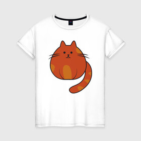 Женская футболка хлопок с принтом Fat Cat в Екатеринбурге, 100% хлопок | прямой крой, круглый вырез горловины, длина до линии бедер, слегка спущенное плечо | animal | cat | cute | kitty | meow | друг | животные | киска | кися | китти | кот | котенок | котик | котэ | кошечка | кошка | мур | мяу | питомец