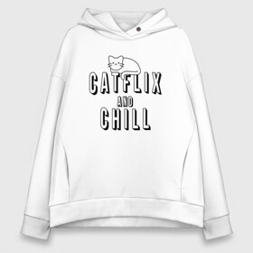 Женское худи Oversize хлопок с принтом Catflix в Екатеринбурге, френч-терри — 70% хлопок, 30% полиэстер. Мягкий теплый начес внутри —100% хлопок | боковые карманы, эластичные манжеты и нижняя кромка, капюшон на магнитной кнопке | animal | cat | cute | kitty | meow | друг | животные | киска | кися | китти | кот | котенок | котик | котэ | кошечка | кошка | мур | мяу | питомец