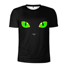 Мужская футболка 3D спортивная с принтом КОШАЧЬИ ГЛАЗКИ в Екатеринбурге, 100% полиэстер с улучшенными характеристиками | приталенный силуэт, круглая горловина, широкие плечи, сужается к линии бедра | cat | cat eyes | eyes | аниме | взгляд | глаза | глаза кошки | глазки | животные | зелёный | киса | кот | коте | котейка | котенок | котэ | котя | кошачий глаз | кошачьи глаза | кошечка | кошка | мордочка