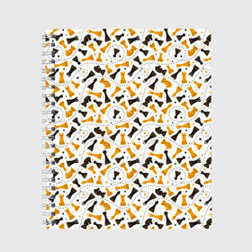 Тетрадь с принтом Шахматные Фигуры в Екатеринбурге, 100% бумага | 48 листов, плотность листов — 60 г/м2, плотность картонной обложки — 250 г/м2. Листы скреплены сбоку удобной пружинной спиралью. Уголки страниц и обложки скругленные. Цвет линий — светло-серый
 | chess | игра | король | ладья | математика | пешка | ферзь | чёрно белые | шах и мат | шахматист | шахматная доска | шахматные фигуры | шахматы
