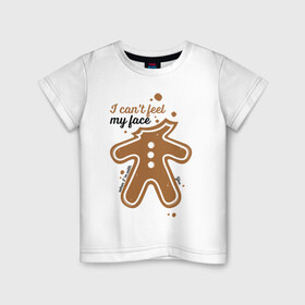 Детская футболка хлопок с принтом Печенька в Екатеринбурге, 100% хлопок | круглый вырез горловины, полуприлегающий силуэт, длина до линии бедер | арт | иллюстрация | печенье | печенька | пряник