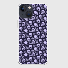 Чехол для iPhone 13 mini с принтом Черепа в Екатеринбурге,  |  | background | bones | flowers | pattern | roses | skulls | кости | паттерн | розы | фон | цветы | черепа