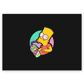 Поздравительная открытка с принтом Барт с содой в Екатеринбурге, 100% бумага | плотность бумаги 280 г/м2, матовая, на обратной стороне линовка и место для марки
 | bart | simpsons | the simpson | барт | мульт | мультфильм | симпсоны