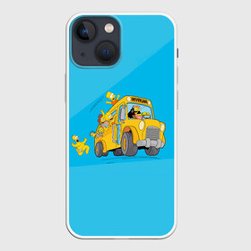 Чехол для iPhone 13 mini с принтом Автобус в Неверленд в Екатеринбурге,  |  | bart | gomer | liza | simpsons | the simpson | барт | гомер | лиза | мульт | мультфильм | симпсоны