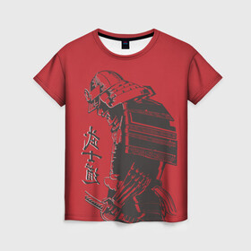 Женская футболка 3D с принтом Самурай в Екатеринбурге, 100% полиэфир ( синтетическое хлопкоподобное полотно) | прямой крой, круглый вырез горловины, длина до линии бедер | буси | воин | иероглифы | самурай | философия | япония