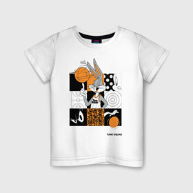 Детская футболка хлопок с принтом Turn up в Екатеринбурге, 100% хлопок | круглый вырез горловины, полуприлегающий силуэт, длина до линии бедер | bugs bunny | bunny | looney tunes | sj2 | space jam | tune squad | vdkarsvet | бакс банни | космический джем | кролик | луни тюнс | тюн сквад