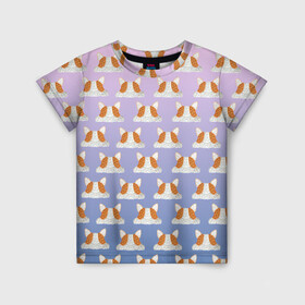 Детская футболка 3D с принтом Pop it Корги Поп-ит корги в Екатеринбурге, 100% гипоаллергенный полиэфир | прямой крой, круглый вырез горловины, длина до линии бедер, чуть спущенное плечо, ткань немного тянется | pop it | корги | поп ит | симпл димпл