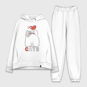 Женский костюм хлопок Oversize с принтом I Love Cats в Екатеринбурге,  |  | animal | cat | cute | kitty | love | meow | друг | животные | киска | кися | китти | кот | котенок | котик | котэ | кошечка | кошка | любовь | мур | мяу | питомец | сердце