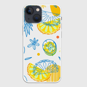 Чехол для iPhone 13 mini с принтом Фруктовое настроение в Екатеринбурге,  |  | ананас | апельсин | иллюстрация | лимон | цитрус