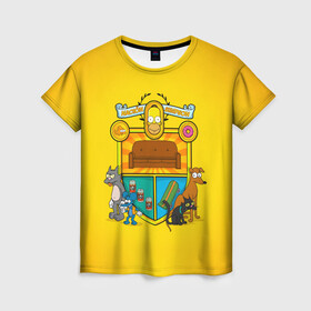 Женская футболка 3D с принтом Simpsons nation в Екатеринбурге, 100% полиэфир ( синтетическое хлопкоподобное полотно) | прямой крой, круглый вырез горловины, длина до линии бедер | gomer | simpsons | the simpson | гомер | мульт | мультфильм | симпсоны