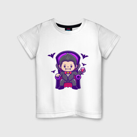 Детская футболка хлопок с принтом Cute dracula  в Екатеринбурге, 100% хлопок | круглый вырез горловины, полуприлегающий силуэт, длина до линии бедер | вампир | дракула | иллюстрации | приведение | ужас | хоррор