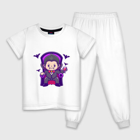 Детская пижама хлопок с принтом Cute dracula  в Екатеринбурге, 100% хлопок |  брюки и футболка прямого кроя, без карманов, на брюках мягкая резинка на поясе и по низу штанин
 | вампир | дракула | иллюстрации | приведение | ужас | хоррор