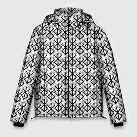 Мужская зимняя куртка 3D с принтом Берсерк много логотипов в Екатеринбурге, верх — 100% полиэстер; подкладка — 100% полиэстер; утеплитель — 100% полиэстер | длина ниже бедра, свободный силуэт Оверсайз. Есть воротник-стойка, отстегивающийся капюшон и ветрозащитная планка. 

Боковые карманы с листочкой на кнопках и внутренний карман на молнии. | Тематика изображения на принте: anime | berserk | аниме | берсерк | бесерк | гатс | манга | мультфильм