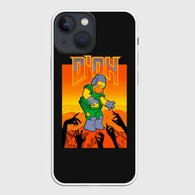 Чехол для iPhone 13 mini с принтом Doom x Simpsons в Екатеринбурге,  |  | doom | gomer | simpsons | the simpson | гомер | дум | мульт | мультфильм | симпсоны