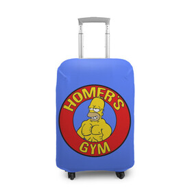 Чехол для чемодана 3D с принтом Спортзал Гомера в Екатеринбурге, 86% полиэфир, 14% спандекс | двустороннее нанесение принта, прорези для ручек и колес | gomer | gym | simpsons | the simpson | гомер | качалка | мульт | мультфильм | симпсоны | спортзал | спортсменам | спортсмену