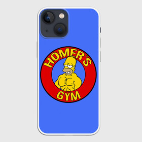 Чехол для iPhone 13 mini с принтом Спортзал Гомера в Екатеринбурге,  |  | gomer | gym | simpsons | the simpson | гомер | качалка | мульт | мультфильм | симпсоны | спортзал | спортсменам | спортсмену