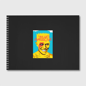 Альбом для рисования с принтом Bart x Bowie в Екатеринбурге, 100% бумага
 | матовая бумага, плотность 200 мг. | Тематика изображения на принте: bart | simpsons | the simpson | барт | дэвид бови | дэвид боуи | мульт | мультфильм | симпсоны