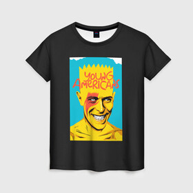 Женская футболка 3D с принтом Bart x Bowie в Екатеринбурге, 100% полиэфир ( синтетическое хлопкоподобное полотно) | прямой крой, круглый вырез горловины, длина до линии бедер | bart | simpsons | the simpson | барт | дэвид бови | дэвид боуи | мульт | мультфильм | симпсоны