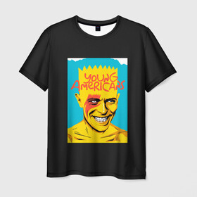 Мужская футболка 3D с принтом Bart x Bowie в Екатеринбурге, 100% полиэфир | прямой крой, круглый вырез горловины, длина до линии бедер | bart | simpsons | the simpson | барт | дэвид бови | дэвид боуи | мульт | мультфильм | симпсоны