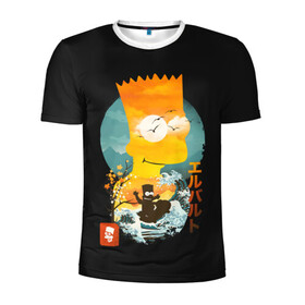 Мужская футболка 3D спортивная с принтом Барт в Азии в Екатеринбурге, 100% полиэстер с улучшенными характеристиками | приталенный силуэт, круглая горловина, широкие плечи, сужается к линии бедра | bart | simpsons | the simpson | азия | барт | мульт | мультфильм | симпсоны | япония