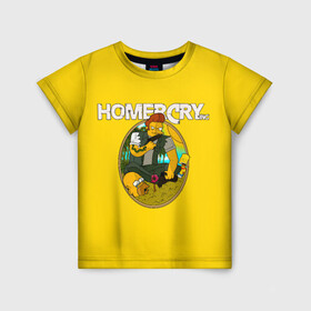 Детская футболка 3D с принтом Homer Cry в Екатеринбурге, 100% гипоаллергенный полиэфир | прямой крой, круглый вырез горловины, длина до линии бедер, чуть спущенное плечо, ткань немного тянется | far cry | farcray | gomer | homer | simpsons | the simpson | гомер | мульт | мультфильм | симпсоны | фар край