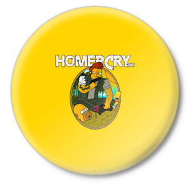 Значок с принтом Homer Cry в Екатеринбурге,  металл | круглая форма, металлическая застежка в виде булавки | far cry | farcray | gomer | homer | simpsons | the simpson | гомер | мульт | мультфильм | симпсоны | фар край