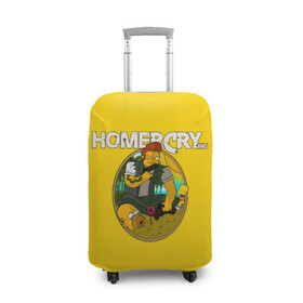 Чехол для чемодана 3D с принтом Homer Cry в Екатеринбурге, 86% полиэфир, 14% спандекс | двустороннее нанесение принта, прорези для ручек и колес | far cry | farcray | gomer | homer | simpsons | the simpson | гомер | мульт | мультфильм | симпсоны | фар край