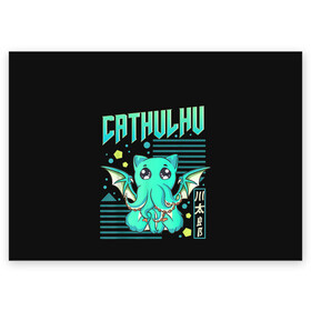 Поздравительная открытка с принтом CatHulhu в Екатеринбурге, 100% бумага | плотность бумаги 280 г/м2, матовая, на обратной стороне линовка и место для марки
 | ancient | azathoth | call | cat | cthulhu | dagon | good | howard | hydra | lovecraft | luck | nyarlathotep | of | phillips | the | unknown | yog sothoth | азатот | гидра | говард | дагон | древний | зов | йог сотот | кот | кошка | ктулху | лавкрафт | нев