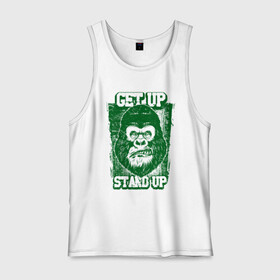 Мужская майка хлопок с принтом Get Up - Stand Up в Екатеринбурге, 100% хлопок |  | Тематика изображения на принте: bob marley | get up | get up stand up | gorilla | stand up | боб марли | вставай | горилла | обезьяна