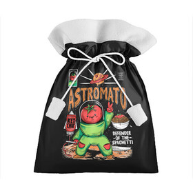 Подарочный 3D мешок с принтом Astromato в Екатеринбурге, 100% полиэстер | Размер: 29*39 см | alive | astronaut | defender | food | galaxy | ketchup | monster | moon | pizza | planet | space | spaghetti | tomato | vegetable | астронавт | галактика | еда | живая | живой | защитник | кетчуп | космос | луна | монстр | овощ | пицца | планета | помидор