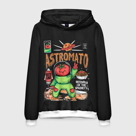Мужская толстовка 3D с принтом Astromato в Екатеринбурге, 100% полиэстер | двухслойный капюшон со шнурком для регулировки, мягкие манжеты на рукавах и по низу толстовки, спереди карман-кенгуру с мягким внутренним слоем. | alive | astronaut | defender | food | galaxy | ketchup | monster | moon | pizza | planet | space | spaghetti | tomato | vegetable | астронавт | галактика | еда | живая | живой | защитник | кетчуп | космос | луна | монстр | овощ | пицца | планета | помидор